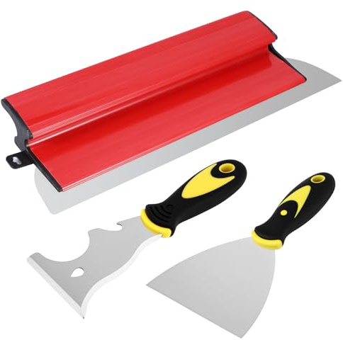 Drywall Skimming Blade - 40cm Smoothing Spatula High Grade Skimming Drywall Professional Plastering Trowel Durable Semi Flexible Finishing Trowel with Z-Shaped Handle (3-Piece Set)