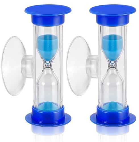 Temporizador de reloj de arena de 2 minutos con ventosa, temporizador de arena resistente a caídas, reloj de arena de 2 minutos, mini reloj de arena para juego, aula, cepillado de dientes, tiempo de