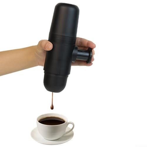 Volakebeing Piccola macchina da caffè portatile per viaggi e campeggio, macchina da caffè espresso, macchina da caffè manuale, combina French Press, Pourover, Espresso, Caffè corposo