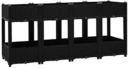 Bancal alto de polipropileno de 160 x 40 x 71 cm, para verduras y hierbas, ideal para pequeños jardines y balcones