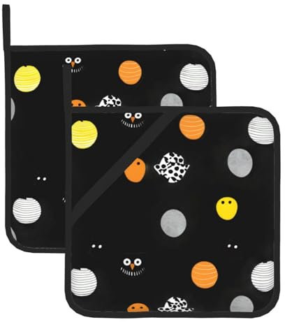 WHJWZY Set di 2 presine da cucina resistenti al calore e durevoli, con corda per appenderla, motivo stampato alla moda