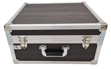 Generisch Steirische Harmonika Flightcase Makasser Luxus Koffer für 4-reihige Harmonika, Stabiler Profi-Transportkoffer mit aluverstärkten Kanten, Metallschutzecken & weinrotem Plüsch – abschließbar