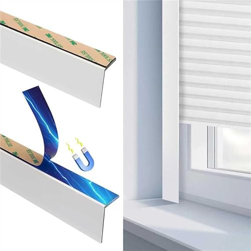 WINSMAR 100% Blackout PVC Light Blocking Strips Magnetic Light blockers for Blackout Shades & Blinds Room Darkening Side Tracks for bedrooms Nurseries (White-2pcs, 58.5 Removable)