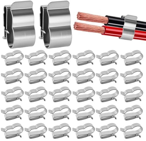 60 Pezzi Morsetti per Cavi Fotovoltaici, Morsetti per Cavo in Acciaio Inox, Fissaggio dei Fili dei Pannelli Solari, per Fissare i Cavi Del Rimorchio, i Cavo di Alimentazione Dell'Ufficio