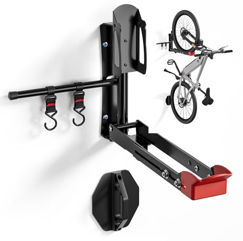 AIRUJIA Fahrrad Wandhalterung, Schwenkbare Fahrradhalterung Mit Haken, Platzsparender Stabiler Wandfahrradstände Tragkraft 80 Lbs, Fahrradaufhänger Für Die Garage