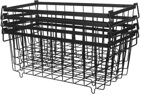 DIYEAH 4pièces Bacs De Rangement Pour Congélateur Coffre Paniers Métalliques Avec Poignées Pour Organisation Aliments Réfrigérateur Et Garde-manger
