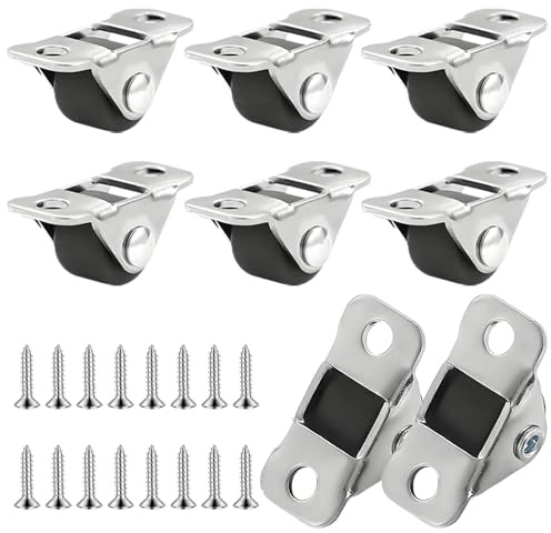 8 Stück Möbelrollen klein, 1,3 cm Gummi Laufrollen mit Stahloberplatte, Mini Leise Bockrollen, Feststehende Metallplatte, für Kleine Möbel, Tisch, Kabinett, Wagen