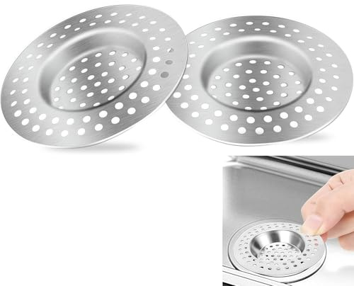 2 Stück Abflusssieb Edelstahl, Löcher Waschbecken Sieb, Abflusssieb Dusche, Waschbecken Sieb aus Edelstahl, Haarsieb Dusche