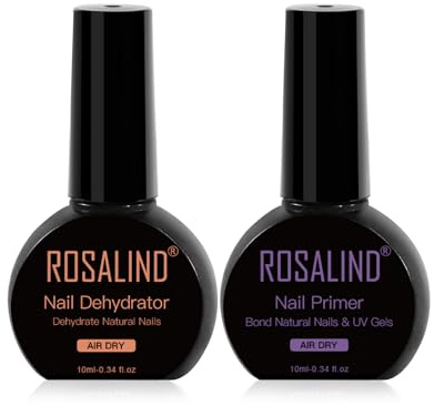 ROSALIND Nagelprimer Dehydrator för Gelnaglar, 2 st 10 ml nagelprep bond primer dehydrator för UV-nagellack