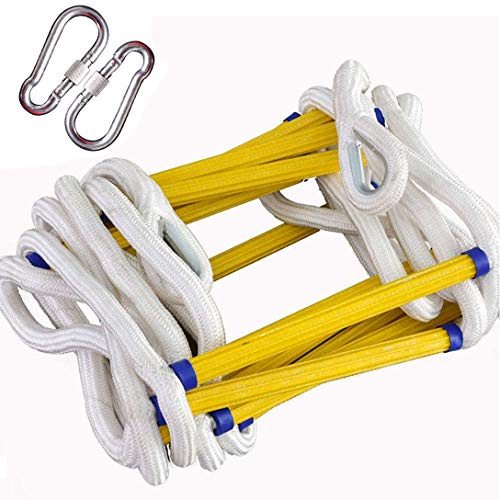 Rope Ladder Emergency Fire Escape - Flame Resistant Safety Ladders for Home 2 Story Homes White Quick Easy Solution