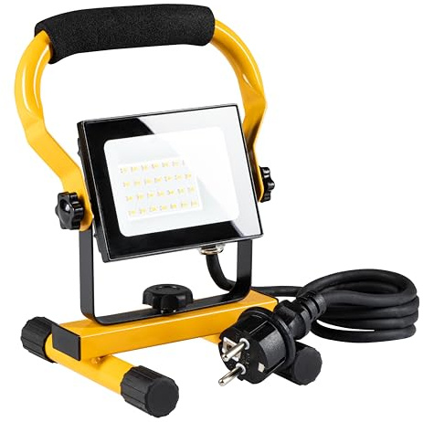 LED’s work LED Arbeitsleuchte 20W 1800 Lumen 4000K neutralweiß IP65 Baustrahler tragbar mit Ständer | Bauleuchte Werkstattleuchte Handlampe Außenbeleuchtung Strahler robust spritzwassergeschützt