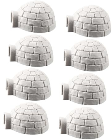 HEALSOPTHY 8 Stück Stehendes Eishausornament aus Kunstharz, Weiß | Miniatur für Büro und Geschäft, Kreative Form, Natürliches Design, für Kinder Geeignet