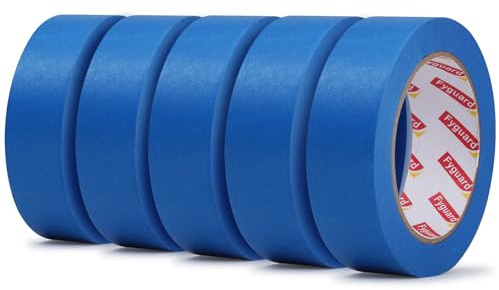 Fyguard 5 Rollen Blaues Abdeckband, 30mm x 50m Malerkrepp Papier Universal Kreppband für Scharfe Farblinien und Kantenbearbeitung, Rückstandsfrei