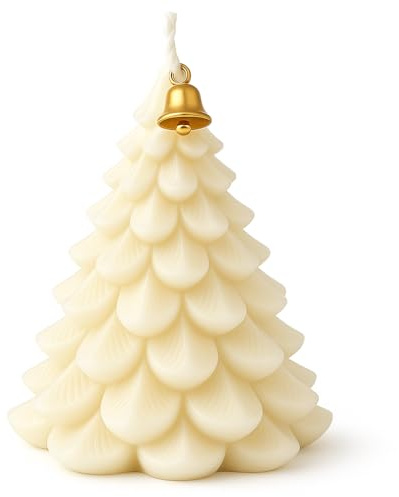 Nexlum Christmas Tree Scented Candle – Handmade Soy Wax Aromatherapy Candle with Gift Box – Smokeless Festive Decoration for Home & Christmas Gifts (White)