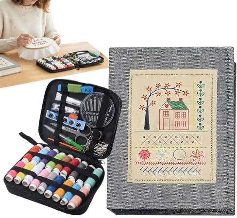 Generico Libro Per Cucire Ricami, Kit Di Ricamo Fai-da-te Per Principianti, Guida Per Cucire Ricami Fatti A Mano Con Kit Ago E Filo, Strumento Di Cucito Portatile Per Appassionati Di Artigianato