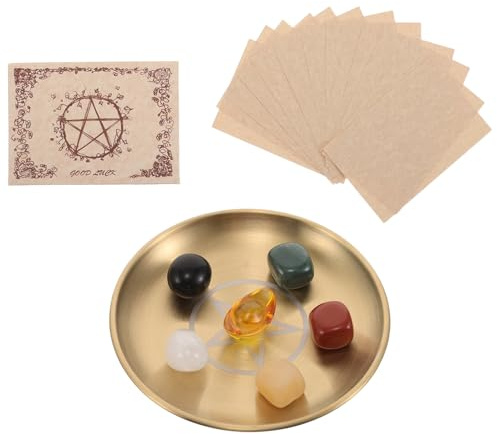 HOODANCOS Plateau Rituel en Métal Rond pour Pierres d'Autel et Bougies Plateau de Divination Polyvalent Support Décoratif pour Cristaux et Prières Accessoire Spirituel pour Contemplation