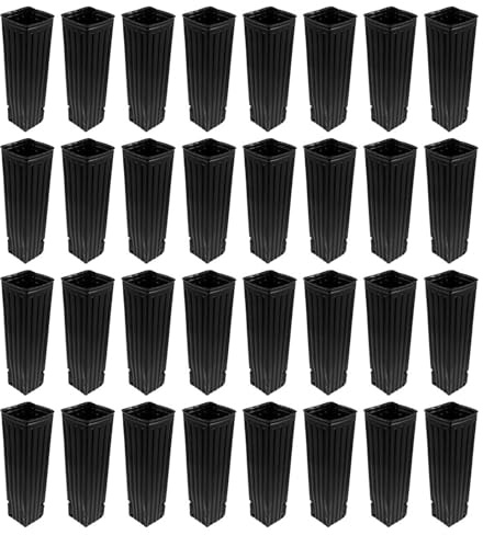 COLLBATH 80 Piezas Macetas de Plástico Negras para Vivero Unidades Maceteros Altos y Profundos con Orificios de Drenaje para Plántulas Árboles y Suculentas Interiores y