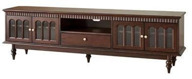 200CM Vintage Massivträ Minimalistisk Underhållningscentral, Dekorativ Vardagsrumsmöbel för Hemmet, Passar för Hotell och Bed & Breakfast Mediakonsol