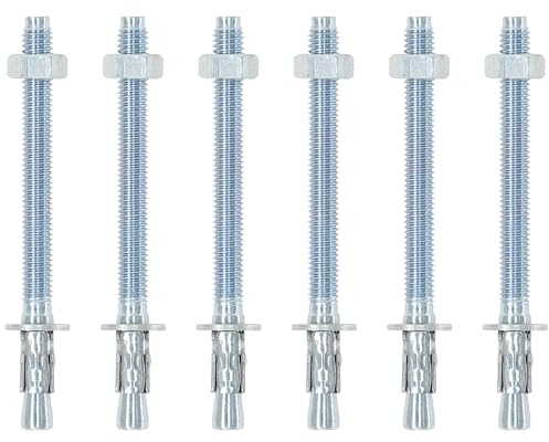 Paquete de 6 pernos de expansión de hormigón resistentes para anclajes de pared (M8 × 100 mm)