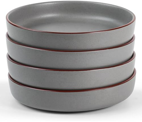 Richmount Mercury Stoneware Pasta Bowls Set of 4, Salad/Cereal/Soup Bowl 21.59cm 976ml, Classic Bowl for All Pasta Dishes, Microwave and Dishwasher Safe, Serving Bowls Set of 4, Dark Grey