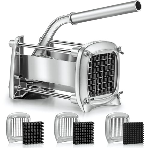 Chip Cutter, Sopito Potato Chipper with 3 Stainless Steel Blades, Heavy Duty Lever-Assisted French Fry Cutter for Home and Restaurant(Chop 6/9/12mm Chips), Dishwasher Safe