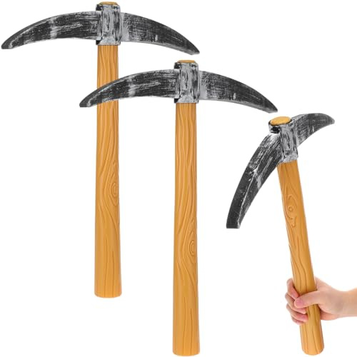 ANDRESLAD 3 Pezzi Piccone Giocattolo Decorativo in Plastica per Costume Cosplay e Decorazione Scena Festa Halloween, Accessori per Spettacoli e Fotografia