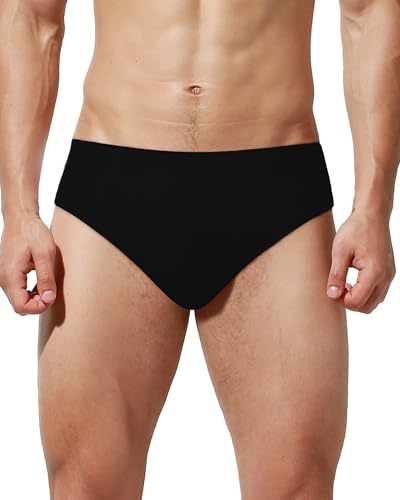 Men Ballet Dance Briefs, Nude Black, Wide Waist Belt Sport Underwear | Wide Waist，Full Seat，Front double layer , Stretch， Breathable，Black Short panties