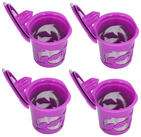 CHEOTIME 4 Pack Reusable Coffee Capsules 100ML PP Refillable Coffee Pods with Stainless Steel Filters Coffee Pods for Coffee Machine Accessories