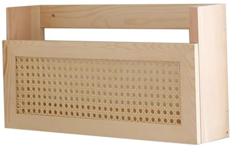 SiaBiced Estante para Revistas de Madera Organizador para Router Y Archivos Caja para Almacenamiento de Revistas Soporte para Libros Y Vinilos Acabado Tejido a