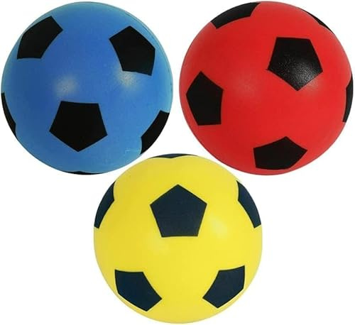 Size 5 Football | Sponge Foam Soccer | Outdoor Games for Kids | Indoor Football, Adults’ Garden, and Beach Games for Families | Toddlers | 20 cm (1 Pack of 3)