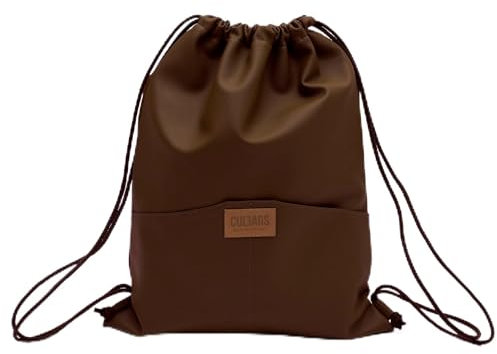 C-BAGS SACCO ÖKO-Leder Beutel Sportbeutel Turnbeutel Beuteltasche Rucksack (3.6 braun)