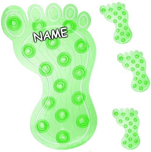 alles-meine.de GmbH 12 TLG. Set - Badewanneneinlage/Sticker mit Noppen - Füße & Zehen - GRÜN - transparent - incl. Name - Anti Rutsch Pads - Stopper Pad - Aufkleber aus SIL..