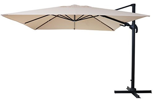 Mendler Gastronomie-Ampelschirm HWC-A96, 3x4m (Ø5m) schwenkbar, Polyester/Alu 26kg - creme