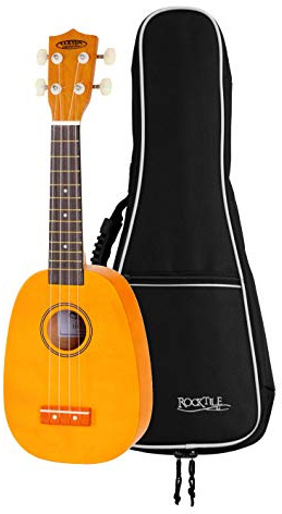 Classic Cantabile US-100P NAT Sopran-Ukulele Pineapple Set (originelle Sopran-Ukulele im Ananas-Design, 13 Bünden & Nylonsaiten, im Set inkl. passendem Gigbag mit Schultergurt in Schwarz)