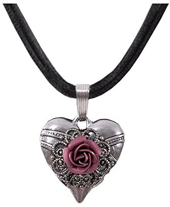 Moschen-Bayern Trachtenschmuck Dirndlschmuck Damen Trachtenkette Dirndlkette Trachtenherz Herzkette Schwarz Blau Grün Rot Rosa Pink Violett Creme Beige Braun Lila