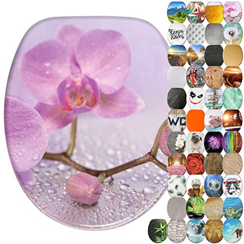 Sanilo Soft Close Toilet Seat, Wide Choice of New Toilet Seats, Stable Hinges, Easy to Mount (Blooming)