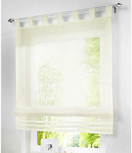 SIMPVALE - Tenda a Pacchetto con Passanti, Tinta Unita, per Soggiorno, Cucina, Bagno, Beige, larghezza 140 x altezza 155 cm