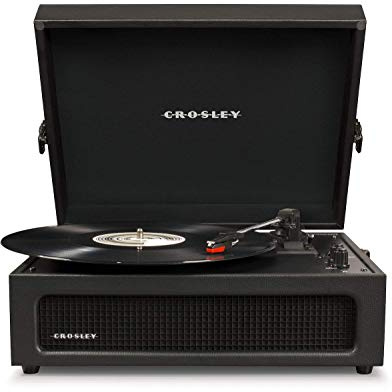 Crosley Voyager Portable Turntable - Bluetooth Record Player, 3-Speed Suitcase Vinyl Player, Home Turntables for Vinyl Records, Built in Stereo Speakers & Bluetooth Receiver, AUX Input, Black