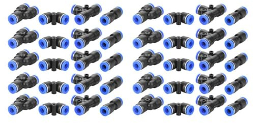 Raccords rapides pneumatiques, 40 pièces 6mm pouces tuyau d'air connecteur poussoir pneumatique poussoir pneumatique raccords rapides 4 formes, accessoires pneumatiques
