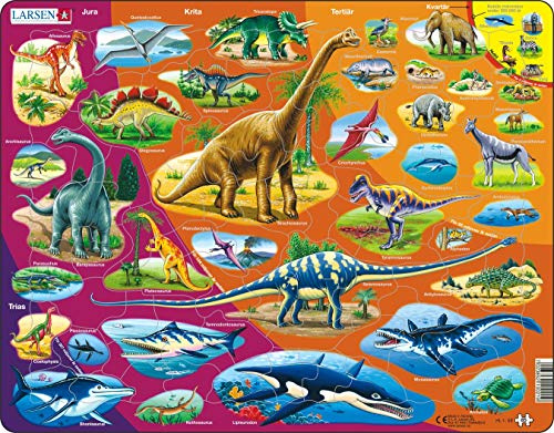 Larsen Puzzles HL1 Dinosaurier Puzzle, Deutsch Ausgabe, Naturhistorisches Lernspiel, 85 Teile, Kinder, Pädagogisch, Geschichte & Geografie