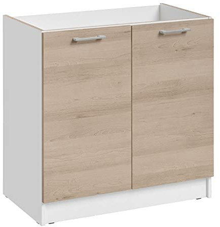 Cuisineandcie - MEUBLE SOUS EVIER ECO Chêne Naturel 2 Portes L 80cm - Meuble Sous Evier Cuisine, Meuble Evier Cuisine, Rangement meuble sous evier