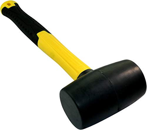 AERZETIX - Maza/Maceta/Martillo Cabeza de goma Negro - Mango Amarillo de Fibra de Vidrio - 340mm 340gr - Herramienta para cerámica/Baldosas - Azulejos/Carpintero/Ebanista/Vidriero - C46037