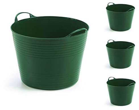 4 Stück Kreher Mehrzweckkorb für 42 Liter mit Füllstandsanzeige, flexibel und strapazierfähig (Grün)