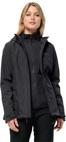 Jack Wolfskin Moonrise - Giacca 3 in 1, da donna, taglia M, colore: Nero