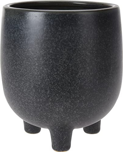 Vaso di fiori alzato sull'esposizione decorativa in ceramica grigio scuro delle gambe del vaso della pianta