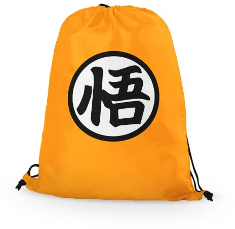 SMARTYPANTS Orange Goku Drawstring Bag - Japanese Anime Kakarot TV Cartoon Manga Gym Football Swimming Dance Back to School Nursery Primary Backpack Gift Present (Orange)