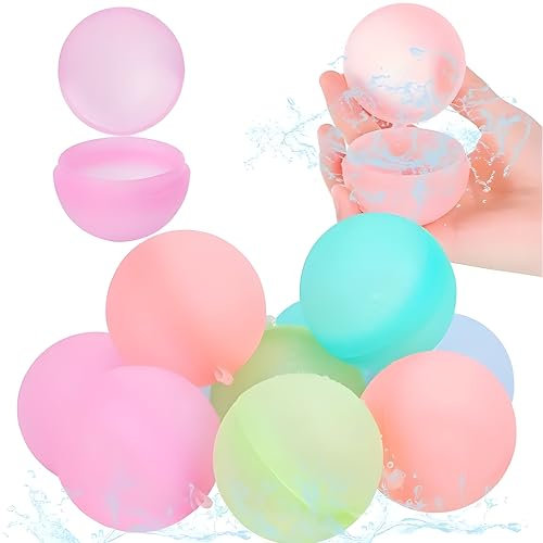 iCOOLIO 12 stück wasserbomben wiederverwendbar, wiederverwendbare wasserbomben, magic splashy balls, wasserballons, reusable water balloon (Standard, 12, stück)