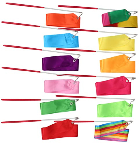 Toddmomy 12stücke Rhythmic Art Gymnastics Ribbons Mit Stab Für Junge Mädchen Tanzstreamer Für Gymnastik Geeignet Für Kreative Tänze Zirkus Und Bewegungstraining