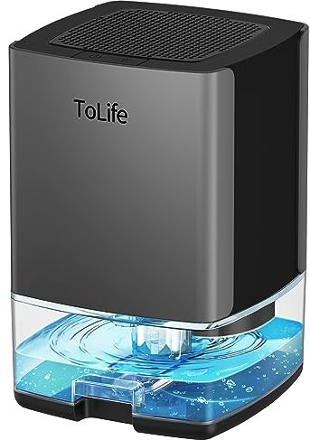 ToLife Deshumidificadores para el hogar, tanque de agua de 30 onzas con apagado automático de 500 pies cuadrados, deshumidificador pequeño portátil para baño, dormitorio, caravana, armario, habitación