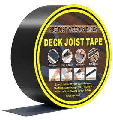 Butylband für Deck, 5 cm x 15 m Selbstklebend Wasserdicht Balkenband für Terrassendielen, Randbalken, Unterbalken, Balken